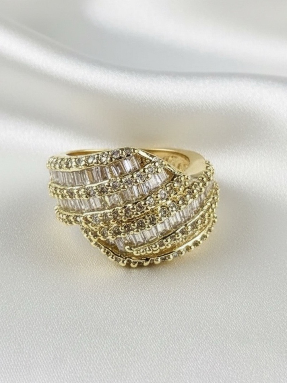 Gold Filled White Sapphire Ring Size 7 - Picture 6 of 8